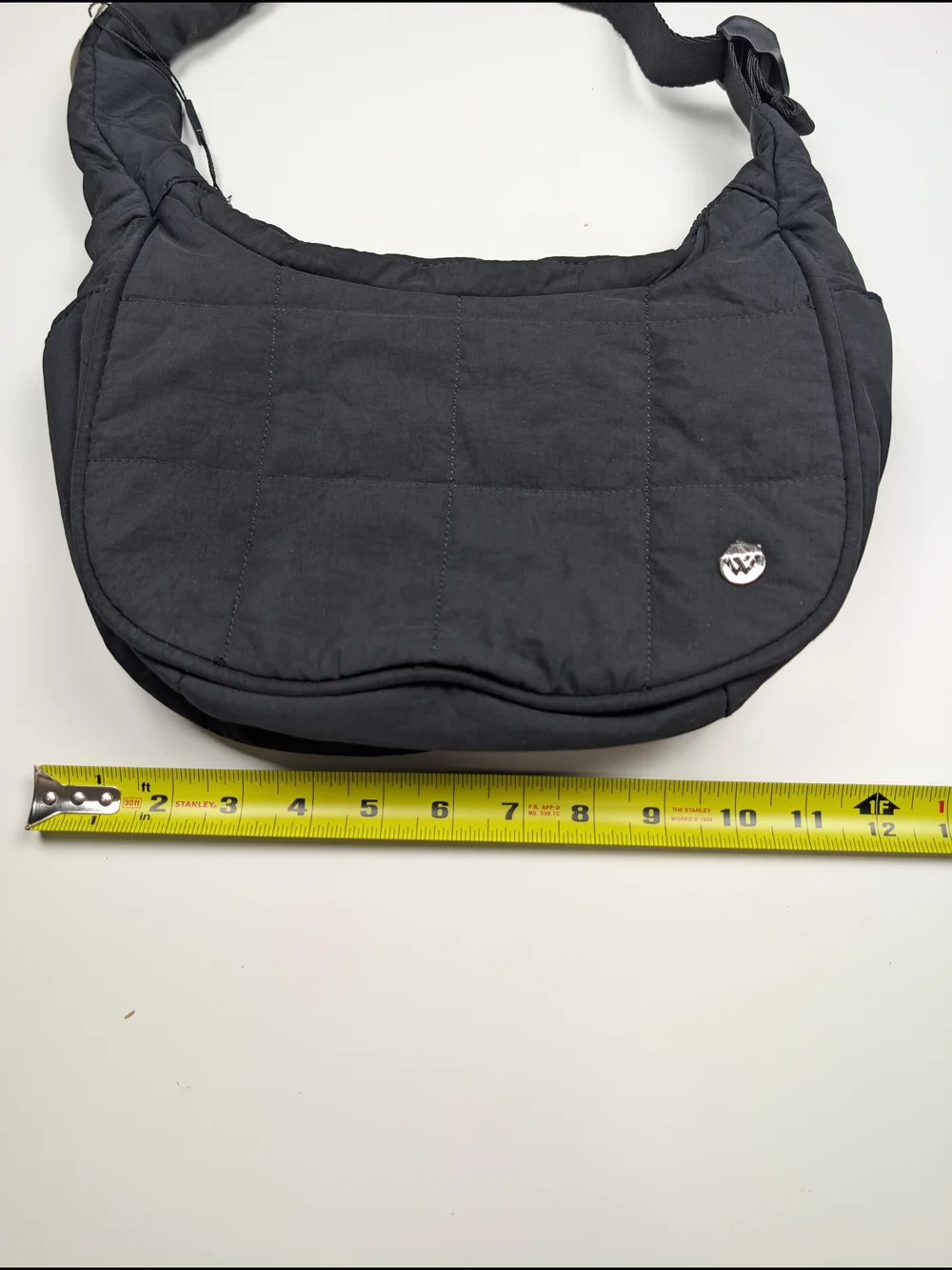 NWT Westbronco Black Quilted Nylon Crescent Shoulder Bag Crossbody Hobo